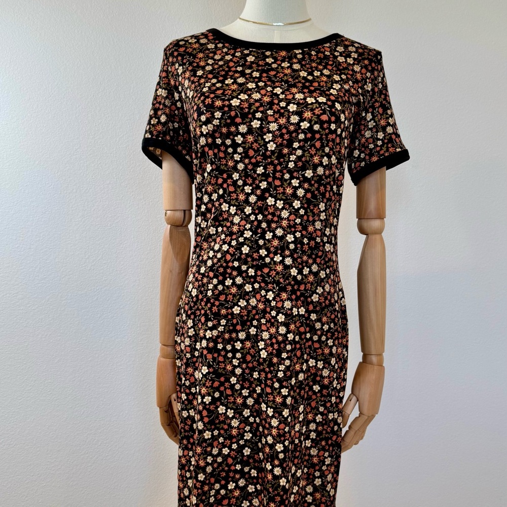 Brown Black Flower Midi Dress - Picture 11 of 16